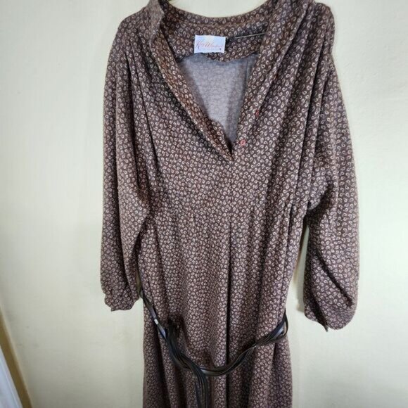 Vintage 1970's  women’s‎ Kay Windsor brown paisley wool XL dress Made in USA - Picture 8 of 10